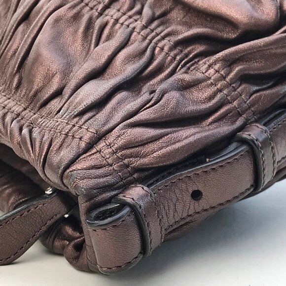 PRADA BAG authentic shirred ruched nappa LEATHER purse - Picture 7 of 16